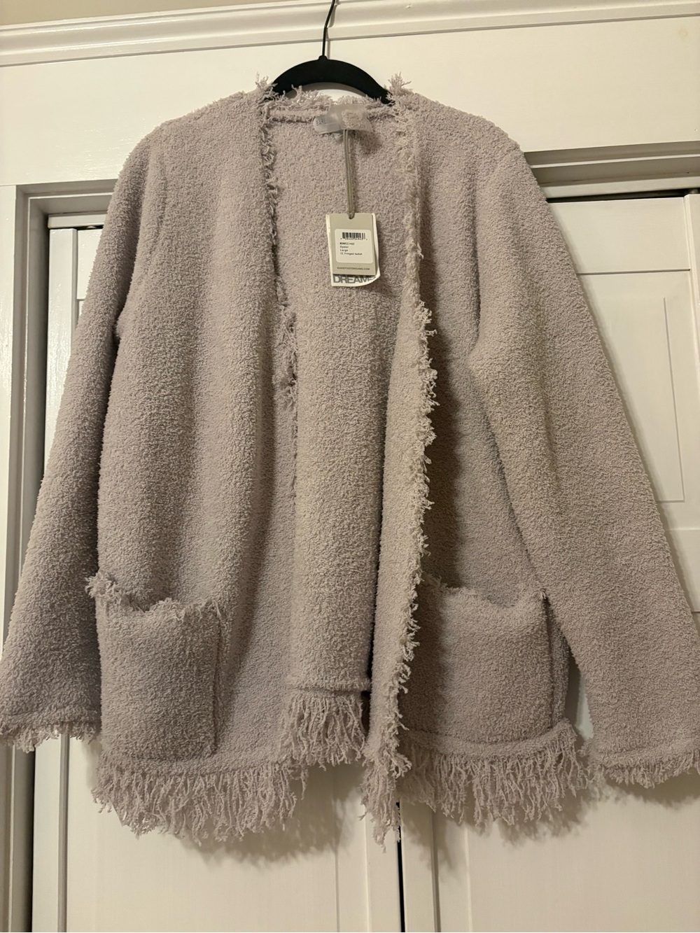 Barefoot Dreams CC Fringed Jacket Oyster Large NWT